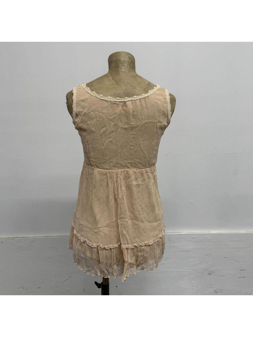 Vintage onrisa M Pastel Blush Pink Pure Silk Coquette Babydoll Blouse - Picture 4 of 7